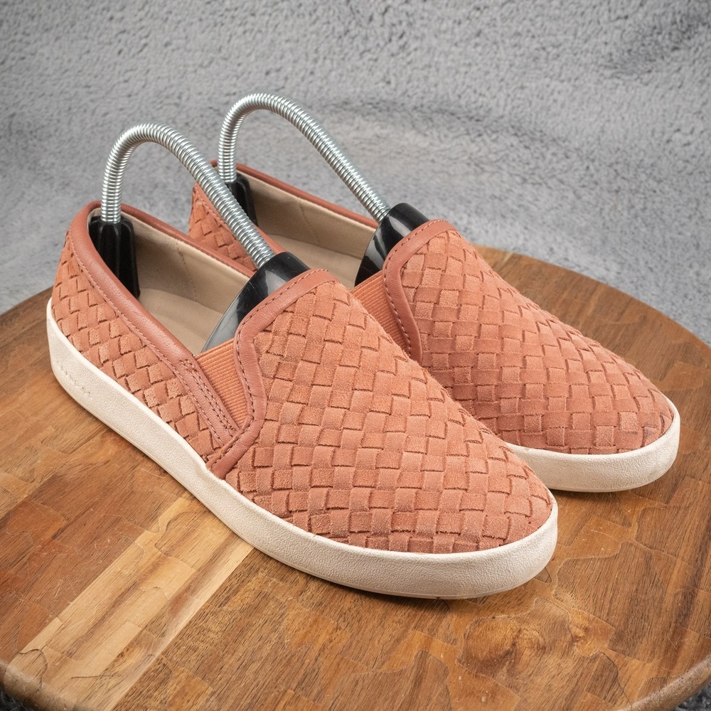 Cole Hasn't Women's Slip On Spectator Sneakers Sz 8.5 B Coral‎ Woven Suede Upper